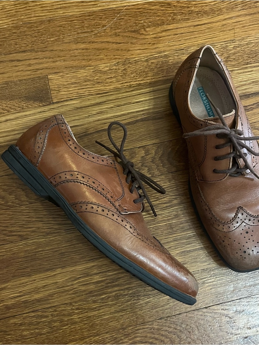 Florsheim Kids 3 brown wingtip leather loafers shoes classic dressy preppy
